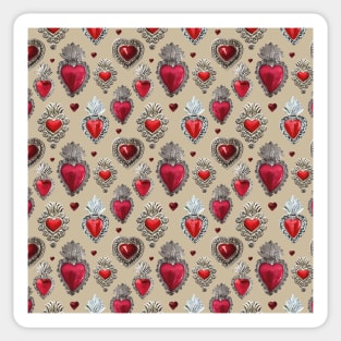 Mexican milagrito vibrant sacred heart silver oaxaca folk art elegant seamless pattern Sticker